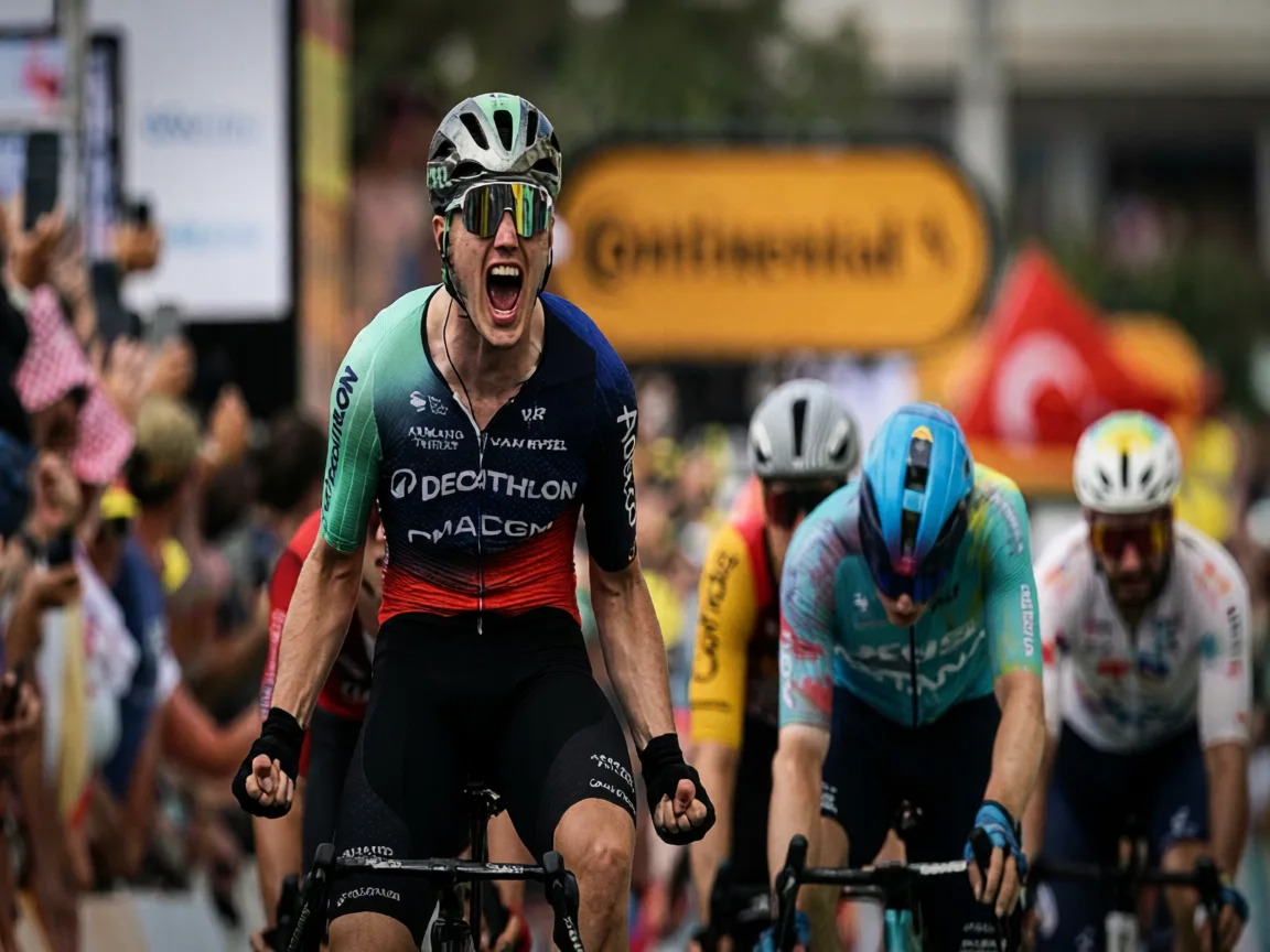 Kooij Survives Chaos to Conquer Tour Stage Five Sprint
