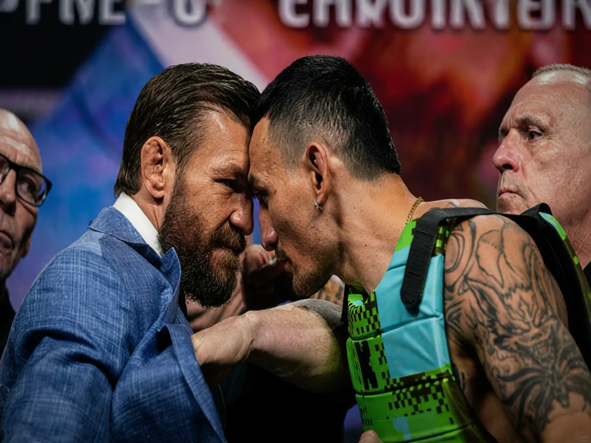 McGregor Rips Holloway's Glasses Off in Heated UFC 329 Face-Off